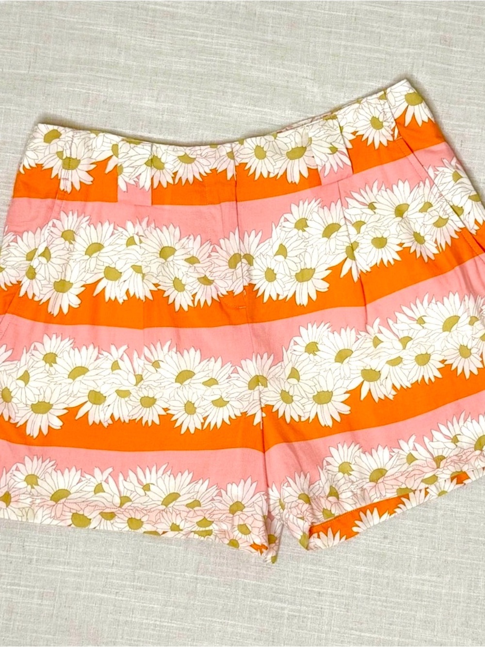 Spartina 449 Aria Audubon Daisy Stripe Floral Shorts Pink Orange Size 6